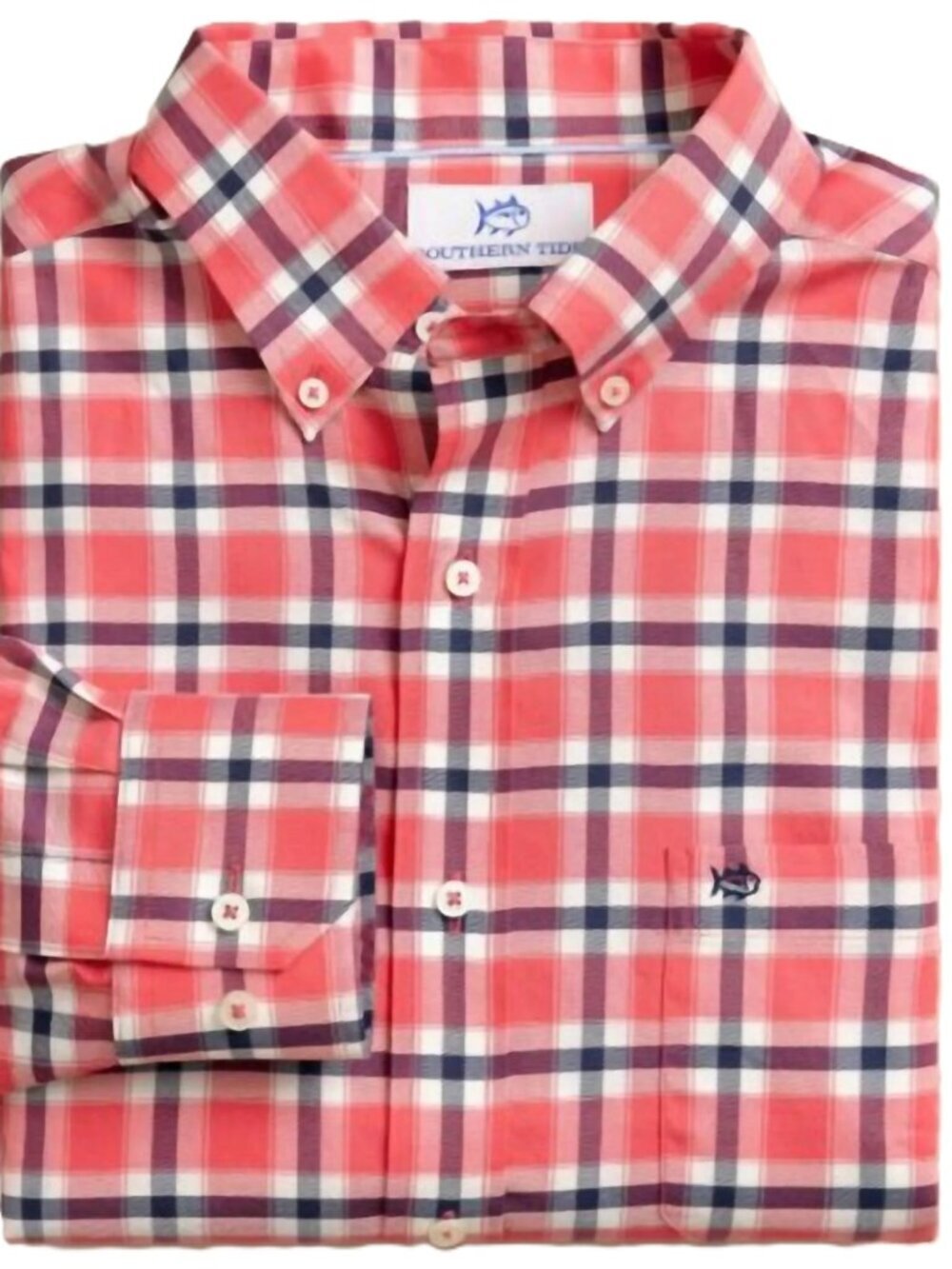 NWT Southern Tide Men's Beachrock Plaid Skipjack Sport Shirt - Snapper